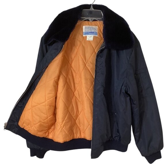 Vintage Sears Aviator Bomber Jacket Faux Fur Collar Quilted‎ Lining - Size Large - Picture 3 of 8